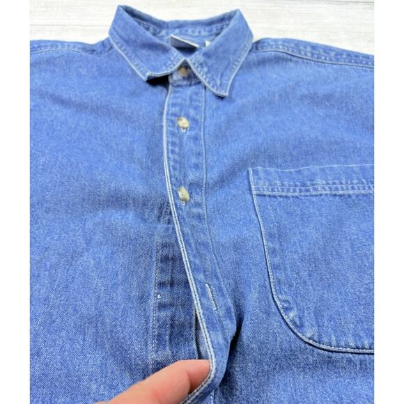 Disney Store Vibtage Denim Button Shirt Embroidered Mickey & Friends Size Lg - Picture 10 of 12